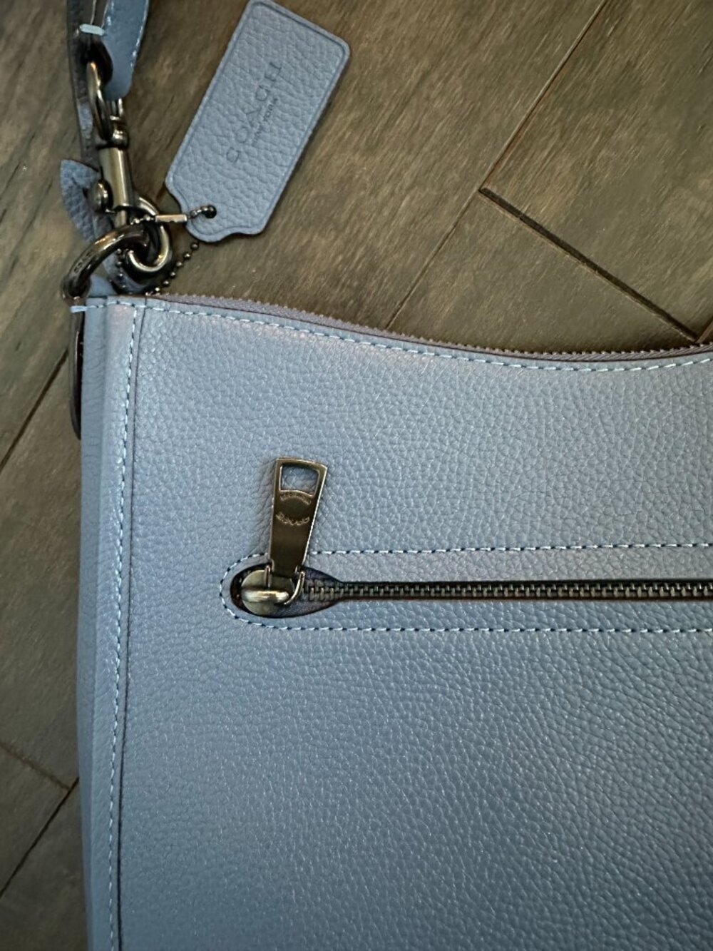 Coach Light Blue Pebbled Leather Chaise Crossbody Bag Style #B2279-C8483 - Picture 6 of 13